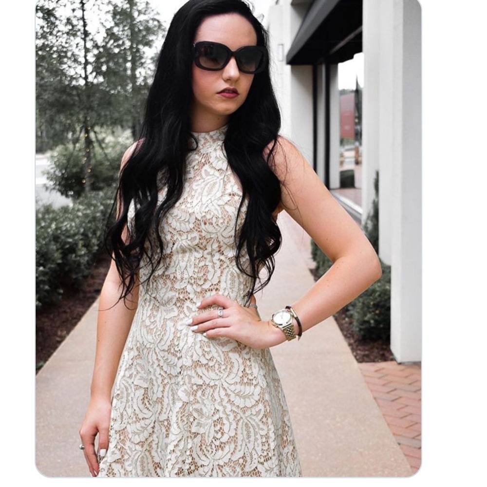 Dress the Population Cream Lace Mini Dress